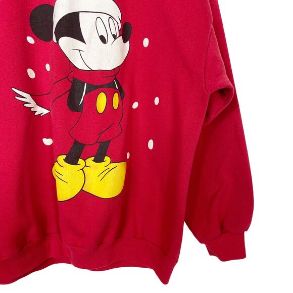 Vintage Mickey Mouse Christmas Sweatshirt Crewneck Size L Red Made In USA - Picture 8 of 8